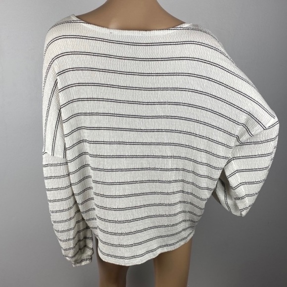 NEW FRENCH CONNECTION STRIPED BALLOON SLEEVE TOP - Picture 7 of 8